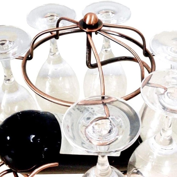 NWOT Temkin  Wine Rack Modern Iron Wine Glass Holder Metal  Chariot Wine Bottles - Picture 3 of 6